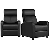 Yaheetech 2-Seat Reclining Chair Leather Recliner Sofa Modern Chaise Couch Lounger Sofa for Living Room Home Theater Black