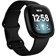 Fitbit Versa 3 Health & Fitness Smartwatch with GPS, 24/7 Heart Rate, Alexa Built-in, 6+ Days Battery, Black/Black, One Size 