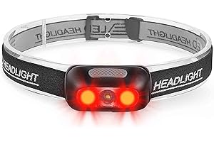 500 Lumen Rechargeable Headlamp, 5 Modes with Red Light Head Lamp, IP54 Water-Resistant Adjustable Strap Head Light for Adult