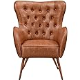 Yaheetech Leather Armchair, Deluxe and Modern Accent Chair Living Room Accent Chair Single Sofa Chair Cozy with High Back and