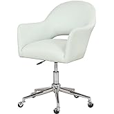 JUBILOOM Home Office Chair, Vanity Chair with Back and PU Leather Upholstered, Swivel Comfy Desk Chair with Rolling Wheels fo