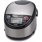 Tiger Corporation JAX-T10U-K 5.5-Cup (Uncooked) Micom Rice Cooker with Food Steamer & Slow Cooker, Stainless Steel Black