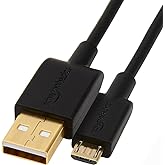 Amazon Basics USB-A to Micro USB Fast Charging Cable, 480Mbps Transfer Speed with Gold-Plated Plugs, USB 2.0, 3 Foot, Black