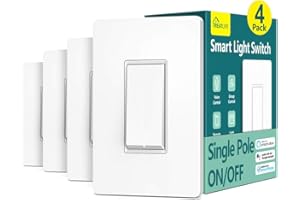TREATLIFE Smart Light Switch Single Pole Smart Switch Works with Alexa, Google Home and SmartThings, 2.4GHz Wi-Fi Timer Light