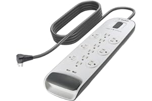 Belkin USB Power Strip Surge Protector - 12 AC Multiple Outlets & 2 USB Ports - 6 ft Long Flat Plug Extension Cord for Home, 