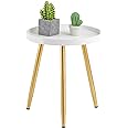 Round Side Table Wooden Tray Table with Metal Tripod Stand Nightstand Coffee Table End Table for Living Room Bedroom Office S