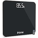 iHome Digital Scale Step-On Bathroom Scale - iHome High Precision Body Weight Scale - 400 lbs, Battery Powered with LED Displ