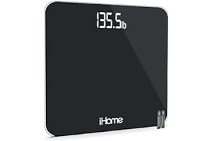 iHome Digital Scale Step-On Bathroom Scale - iHome High Precision Body Weight Scale - 400 lbs, Battery Powered with LED Displ