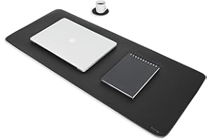 MousePad Desk Pad Eddias em Couro Ecologico 90x40cm + Porta-Copos - (Preto)