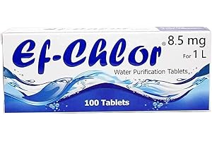 Ef-Chlor Water Purification Treatment 8.5 mg - Pack of 100 Tablets- Portable Drinking Water Treatment Ideal for Emergencies, 