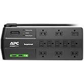 APC Surge Protector with USB Ports, P11U2MP10, 2880 Joule, 8' Cord, Flat Plug, 11 Outlet Power Strip