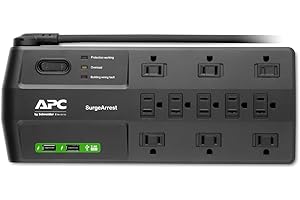 APC Surge Protector with USB Ports, P11U2MP10, 2880 Joule, 8' Cord, Flat Plug, 11 Outlet Power Strip