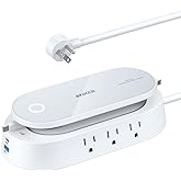 Anker 647 Charging Station (100W), 10-in-1 Power Strip with 6 AC, 1 USB-A, 1 USB-C, 2 Retractable USB C Cables (3ft), 5ft ext