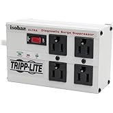 Tripp Lite ISOBAR4ULTRA Isobar 4 Outlet Surge Protector Power Strip, 6ft Cord, Right-Angle Plug, Metal, Lifetime Limited Warr