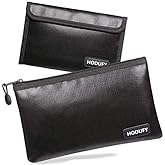 Hodufy Fireproof Money Bag, 10.6"x6.7" Fireproof and Waterproof Cash Bag, 5" x 8" Small Fireproof Bag, Fireproof Bank Bag, Fi