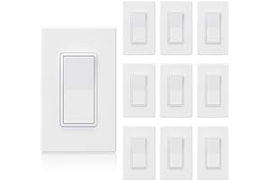 ELEGRP Matte White 3 Way Decorative Light Switch with Plate, 15 Amp, 120/277 Volt, AC Rocker Paddle Wall Switch Replacement, 