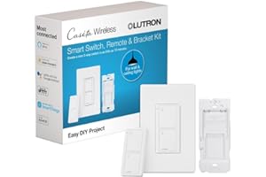 Lutron Caseta Smart Lighting Switch w/ Pico Remote, Wallplate, and Bracket, For Light Bulbs, Works w/ Alexa, Apple Homekit, G