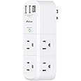 USB Outlet Extender Surge Protector - with Rotating Plug, 6 AC Multi Plug and 3 USB Ports (1 C), 1800 Joules, 3-Sided Swivel 