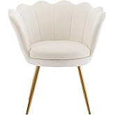 chairus Small Accent Chair for Living Room, Velvet Gold Cute Vanity Chair with Back for Makeup Room, Upholstered Shell Shaped