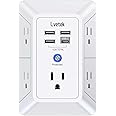 5-Outlet Surge Protector Wall Charger with 4 USB Ports - 1680J Multi Plug for Home, Office, Travel