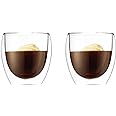 Bodum 8 oz Pavina Double Wall Glasses, High Heat Borosilicate Glass, 2 Pack, Clear