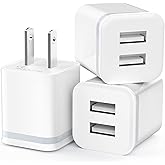 USB Wall Charger, LUOATIP 3-Pack 2.1A/5V Dual Port USB Cube Power Adapter Charger Plug Block Charging Box Brick for iPhone 13