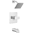 Delta Faucet Modern Single-Handle Chrome Tub and Shower Trim Kit, Shower Faucet with Single-Spray Touch-Clean Shower Head, Ch