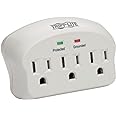 Tripp Lite 3 Outlet Portable Surge Protector Power Strip, Direct Plug In, $5,000 INSURANCE (SK3-0), Apple, Grey