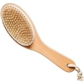 100% Natural Boar Bristle Body Brush with Contoured Wooden Handle by TOUCH ME