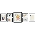 Golden State Art Black Floating Frame for One 14x11, Two 8x10, Four 5x7 Pictures, Clear Glass, Wall Decoration, 7 Pieces