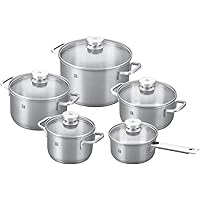 ZWILLING Focus 10 Piece Stainless Steel Cookware Set I Industion Compatible I 18/10 Stainless Steel Interior for Pure Tasting