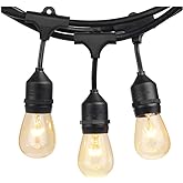SUNTHIN Outdoor String Lights, 48FT Commercial Grade String Light with 15 11W Dimmable Edison Vintage Bulbs, Hanging for Outs