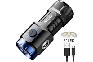 ALONEFIRE X88 LED Mini Flashlight High Lumens USB C Rechargeable Small Flashlight with Side COB Light ABS Shell 6 Light Modes