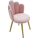 BOWTHY Vanity Chair for Makeup Room - Midcentury Modern Accent Velvet Chair with Back Support, Gold Legs for Living Room Bedr
