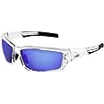 Bullhead Safety Maki Safety Glasses with Anti-Fog Blue Mirror Lens, Polycarbonate Protective Eyewear with UV Protection, Comf