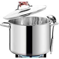 HOMICHEF 12 Quart LARGE Stock Pot with Glass Lid - NICKEL FREE Stainless Steel Healthy Cookware Stockpots with Lids 12 Quart 