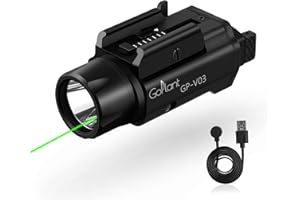 GOPLANT 1500 Lumens Weapon Laser Light Combo - Adjustable Rail LED Light and Green Laser Flashlight, Magnetic Rechargeable St