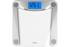 Vitafit Digital Bathroom Scale for Body Weight,Weighing Professional Since 2001,Extra Large Blue Backlit LCD and Step-On, Bat