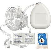 Kemp USA Ambu Medical Supplies & Equipment CPR Mask Kit in Hard Case with O2 Inlet, Head Strap, Gloves & Wipes for Adults and