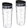 16oz Replacement Cups for Ninja QB3001SS Fit Compact Personal Blender, with Lids- 2 Pack.