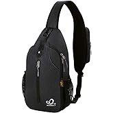 WATERFLY Crossbody Sling Backpack Sling Bag Travel Hiking Chest Bag Daypack