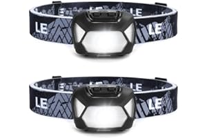 LE 320015 Battery Powered Headlamp - 1500Lux Super Bright LED Head Lamp with Red Light, IPX4 Waterproof Headlights for Outdoo