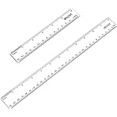 2 Pack Plastic Ruler Straight Ruler Plastic Measuring Tool for Student School Office (Clear, 6 Inch, 12 Inch)