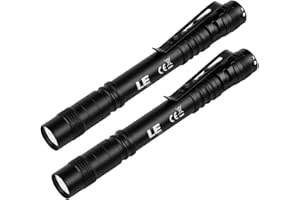 LE LED Pen Flashlights, Lightweight, Mini, Waterproof Pocket Flashlight with Clip, 2 Pack Small Flashlights for Inspection, W