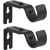 Anndason Heavy Duty Adjustable Curtain Rod Brackets Rod Holders for 1 Inch Rod, Black Color, (Set of 2)