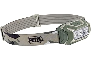 PETZL ARIA 2 RGB, Compact, durable, waterproof headlamp with white, red, green and blue modes, 450 lumens, Camo