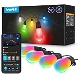 Govee Smart Outdoor String Lights H7021, RGBIC Warm White 96ft (2 Ropes of 48ft) LED Bulbs, WiFi Patio Lights Work with Alexa