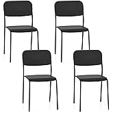 Giantex Metal Dining Chairs Set of 4, Stackable Lightweight Kitchen Chairs w/Tilted Backrest & Sturdy Metal Legs, Indoor Plas