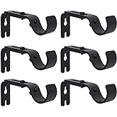 AddGrace Adjustable Curtain Rod Bracket, Fits up to 1 inch Curtain Rod, Set of 6, Sturdy Extendable Curtain Rod Holder, Metal