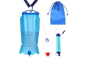 SimPure Gravity Water Filter, Portable Gravity-Fed Water Purifier with 3L Gravity Bag, Tree Strap, BPA Free Survival Gear and